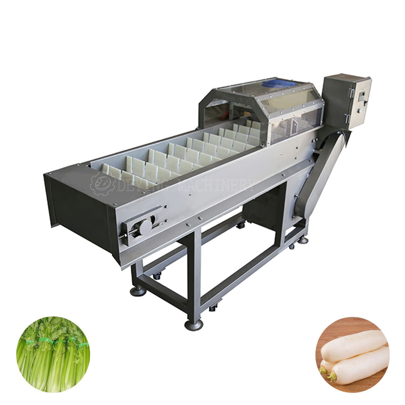 Vegetable de-stemming and cutting machine.